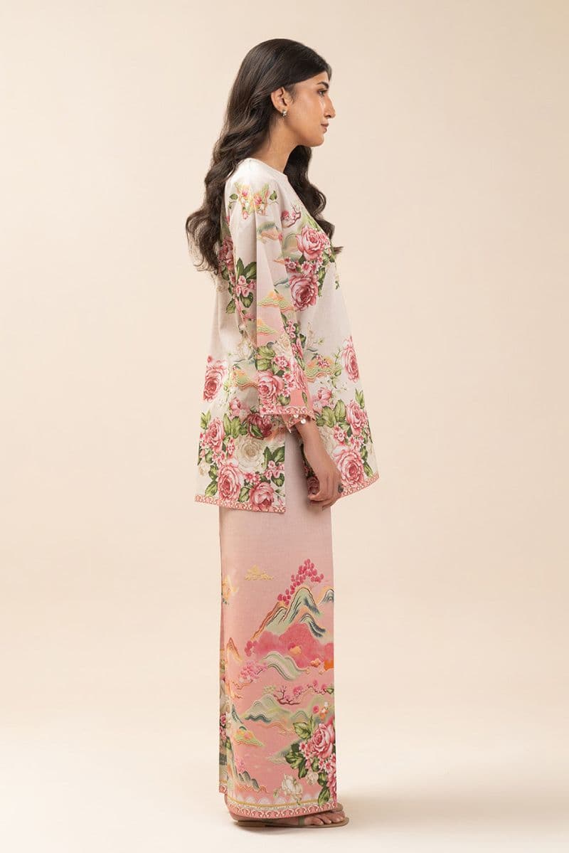 2 PIECE PRINT LAWN SUIT-ROSY SYMPHONY (UNSTITCHED) thumbnail
