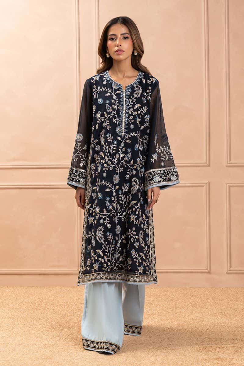 2 PIECE EMBROIDERED COTTON NET SUIT (LUXURY PRET) - alternate view