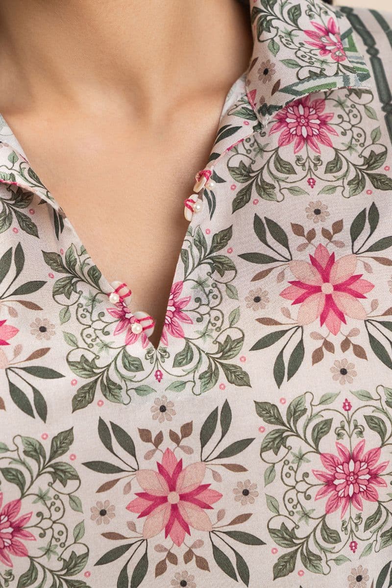 2 PIECE PRINTED LAWN SUIT-OLIVINE MOSAIC (UNSTITCHED) thumbnail