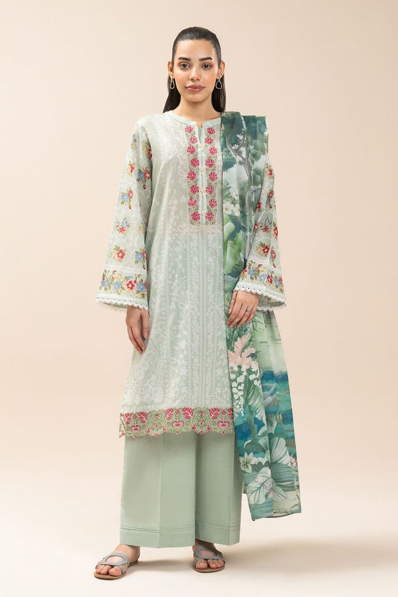 3 Piece Embroidered Lawn Suit - Oceanic Luxe Unstitched thumbnail