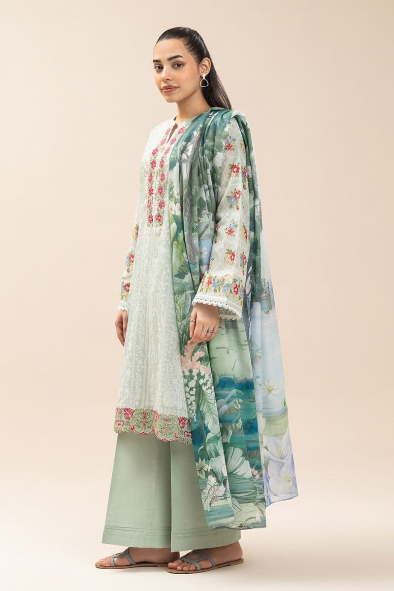 3 Piece Embroidered Lawn Suit - Oceanic Luxe Unstitched thumbnail