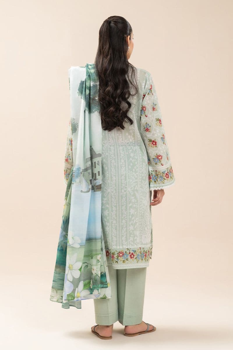 3 Piece Embroidered Lawn Suit - Oceanic Luxe Unstitched thumbnail