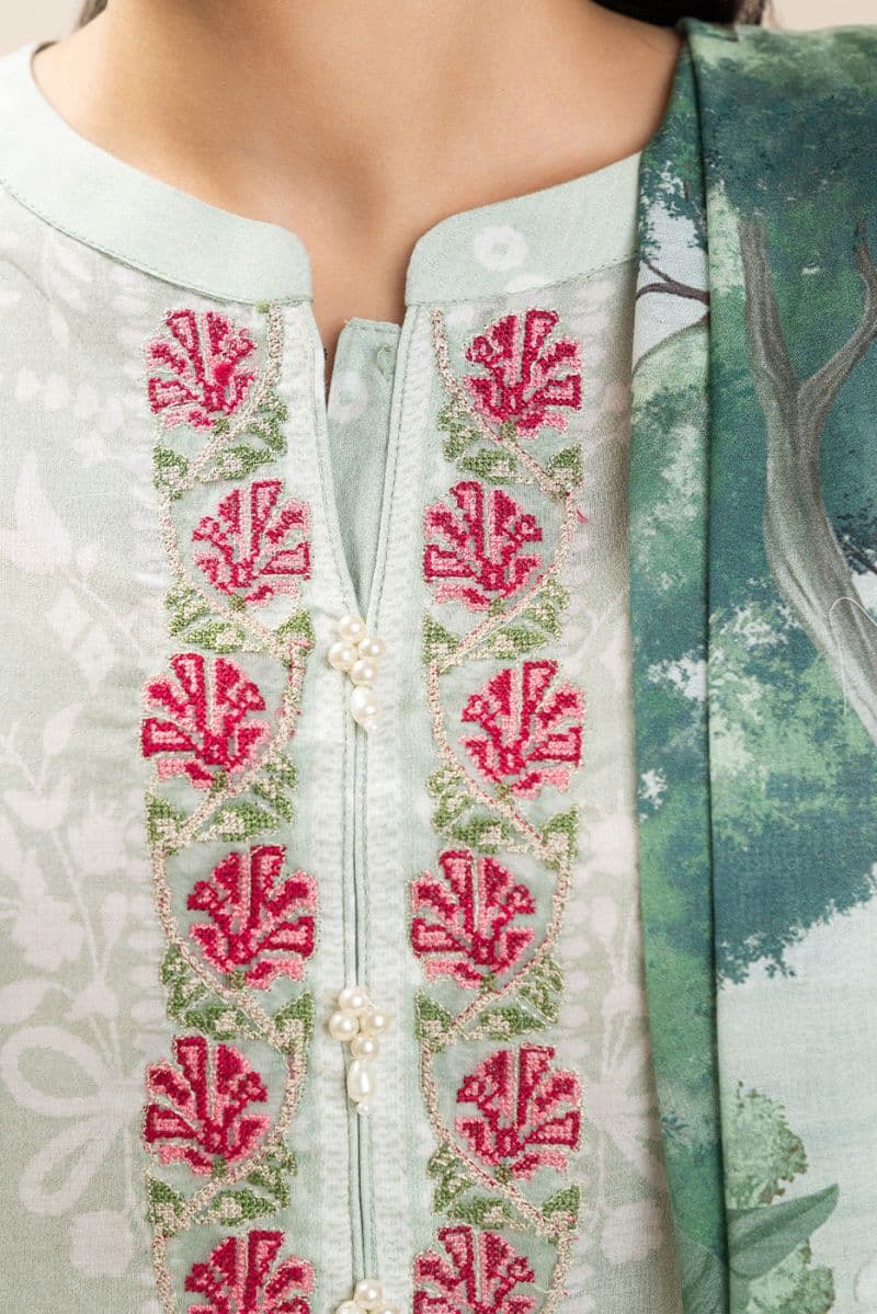 3 Piece Embroidered Lawn Suit - Oceanic Luxe Unstitched thumbnail