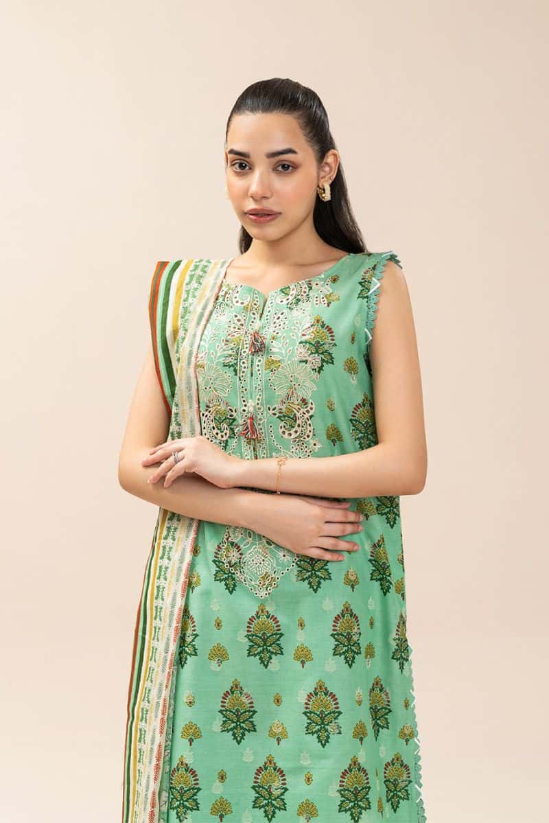 3 PIECE EMBROIDERED LAWN SUIT-FERN MIST (UNSTITCHED) - alternate view
