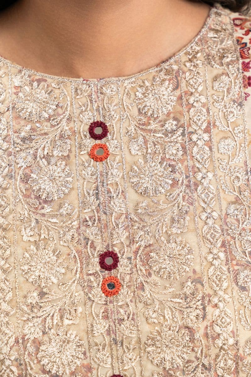 3 PIECE EMBROIDERED REVERSE JACQUARD SUIT-REGAL UMBER (UNSTITCHED) thumbnail