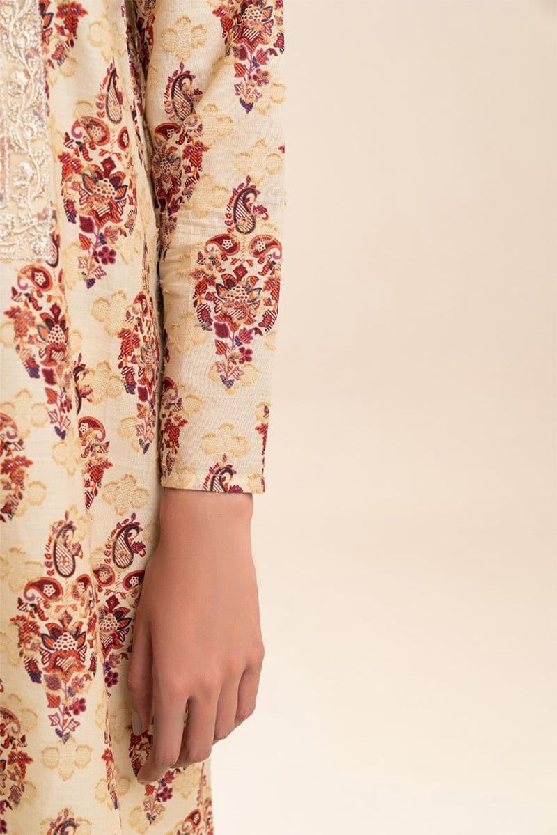 3 PIECE EMBROIDERED REVERSE JACQUARD SUIT-REGAL UMBER (UNSTITCHED) thumbnail