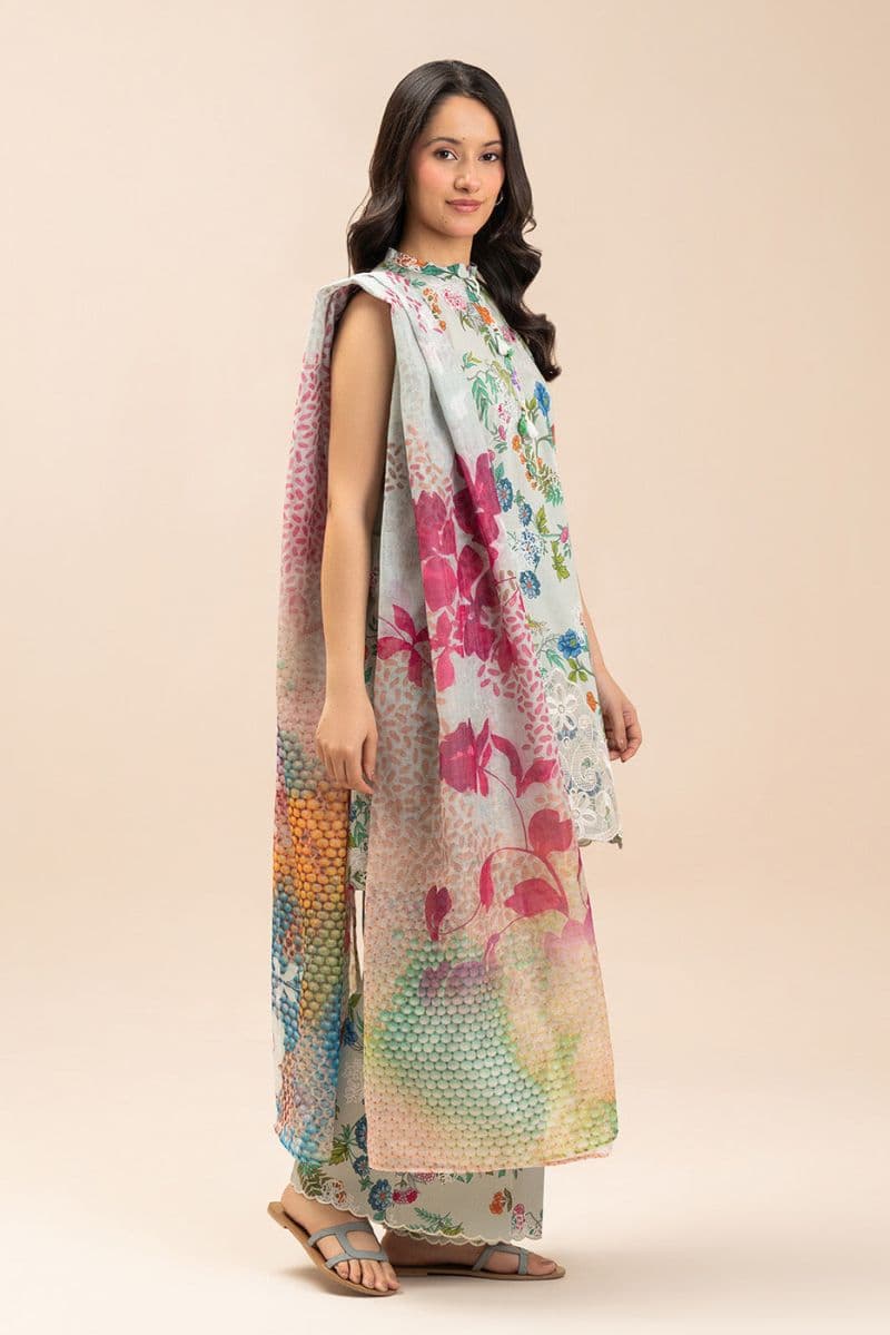 3 PIECE EMBROIDERED LAWN SUIT-FLORAL MEDLEY (UNSTITCHED) thumbnail