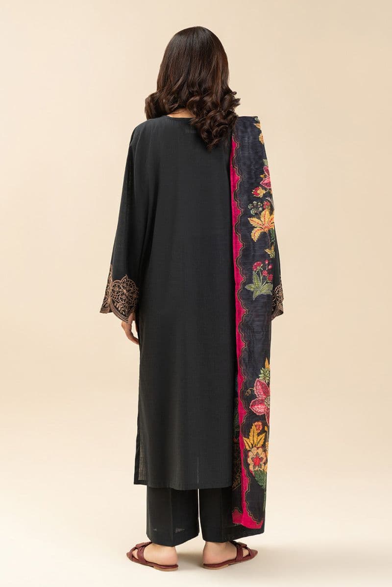 3 PIECE EMBROIDERED TWO WAY SLUB SUIT (PRET) thumbnail