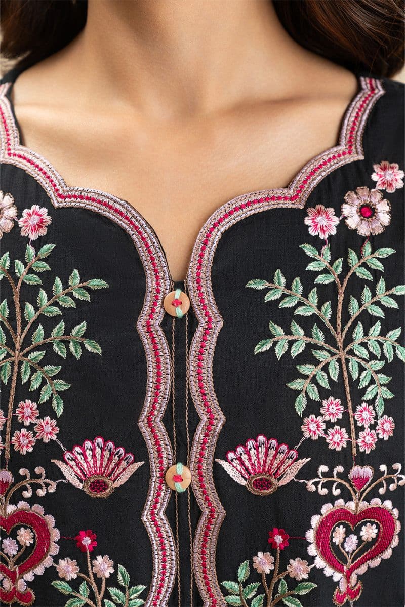 3 PIECE EMBROIDERED TWO WAY SLUB SUIT (PRET) thumbnail