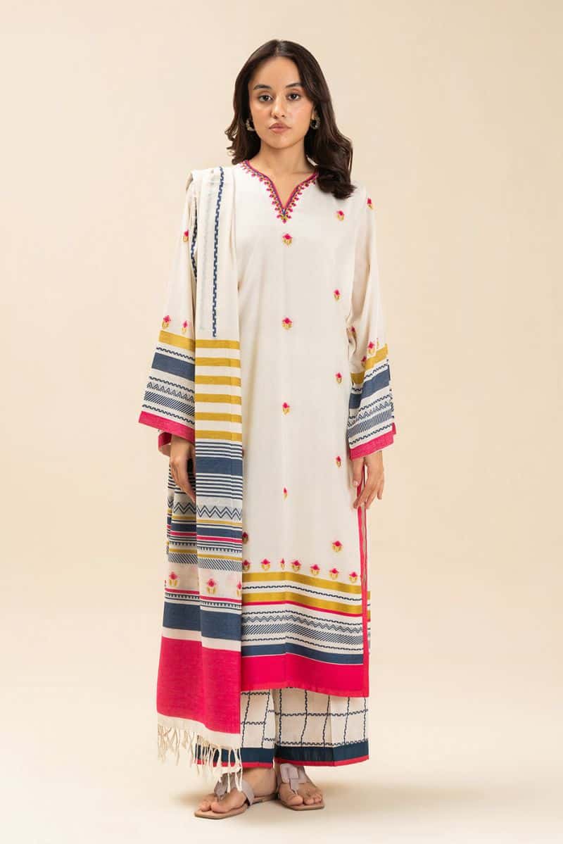 3 Piece Embroidered Jacquard Suit Pret