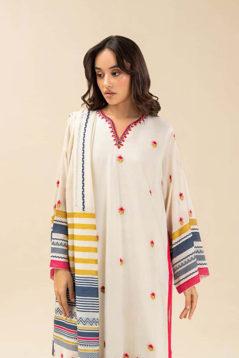 3 Piece Embroidered Jacquard Suit Pret - alternate view