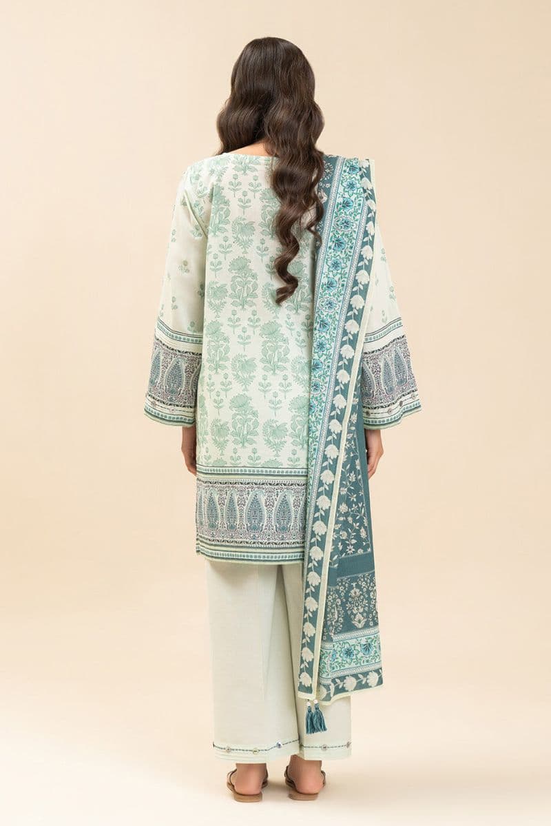 3 PIECE PRINTED LAWN SUIT-IVORY MEADOW (UNSTITCHED) thumbnail