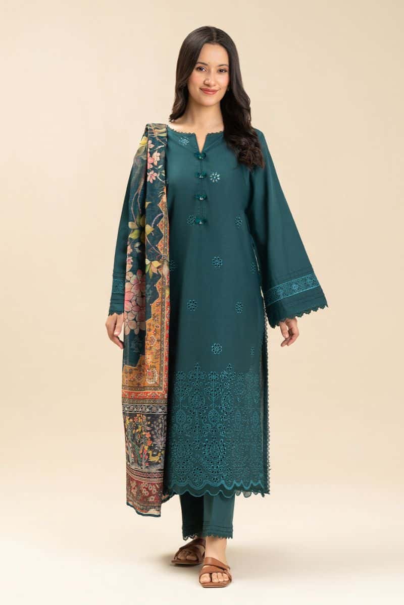 3 PIECE EMBROIDERED LAWN SUIT-PINE GROVE (UNSTITCHED) - alternate view