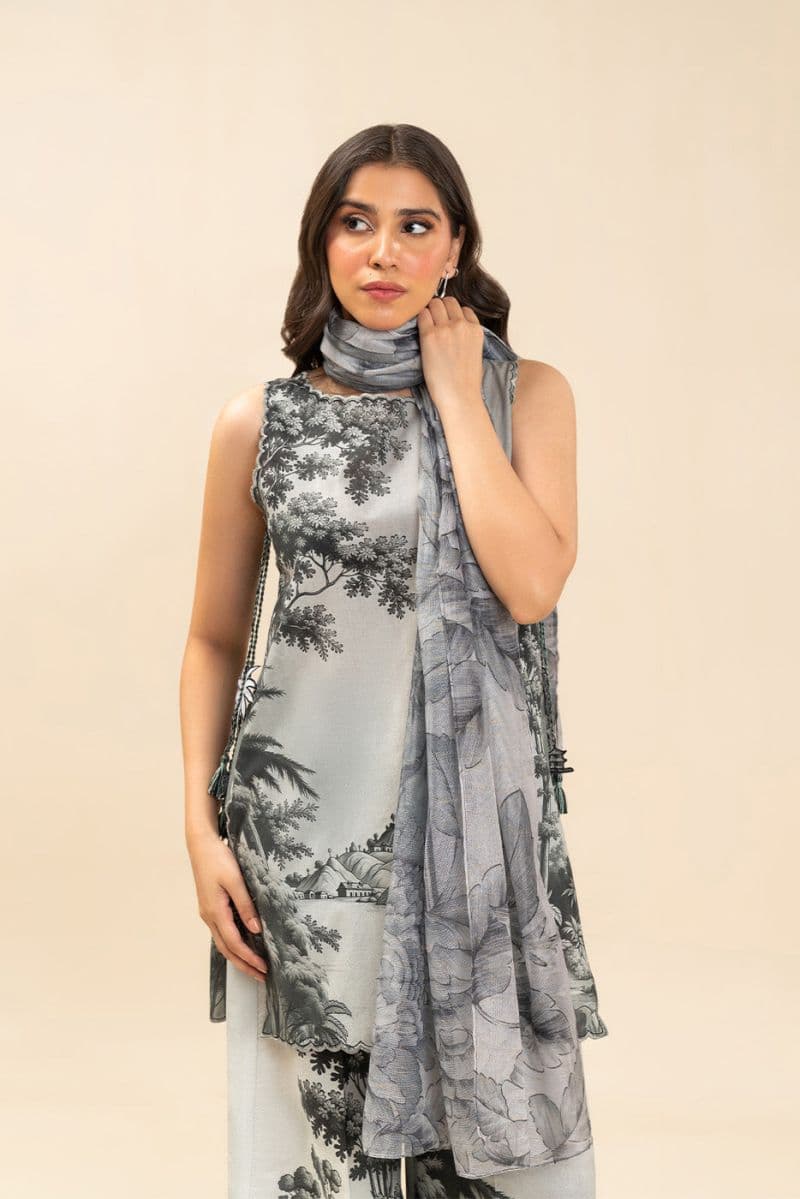 3 PIECE PRINTED LAWN SUIT-EBONY MEADOWS (UNSTITCHED) thumbnail