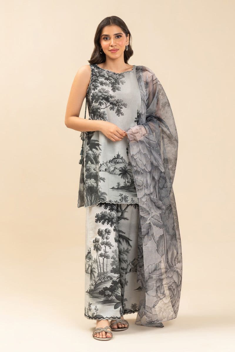 3 PIECE PRINTED LAWN SUIT-EBONY MEADOWS (UNSTITCHED) thumbnail