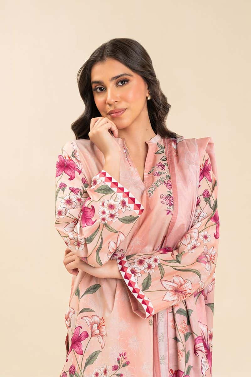 3 PIECE EMBROIDERED LAWN SUIT-FORAL SERENITY (UNSTITCHED) - alternate view