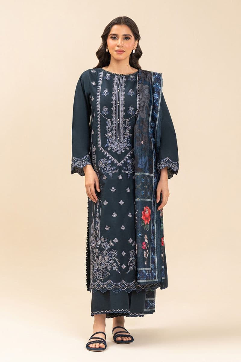 3 PIECE EMBROIDERED LAWN SUIT-MIDNIGHT QUARTZ (UNSTITCHED) thumbnail