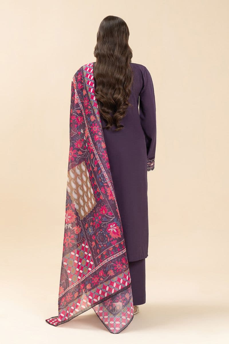 3 PIECE EMBROIDERED LAWN SUIT-IMPERIAL PLUM (UNSTITCHED) thumbnail