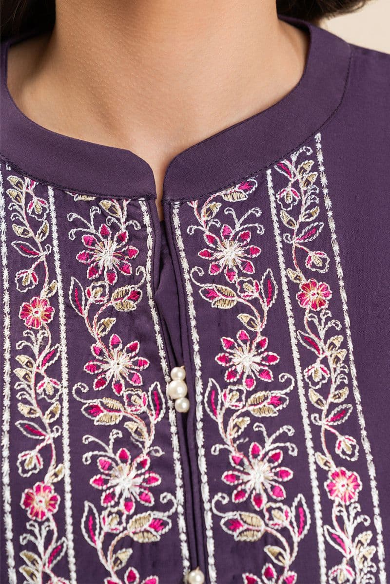 3 PIECE EMBROIDERED LAWN SUIT-IMPERIAL PLUM (UNSTITCHED) thumbnail