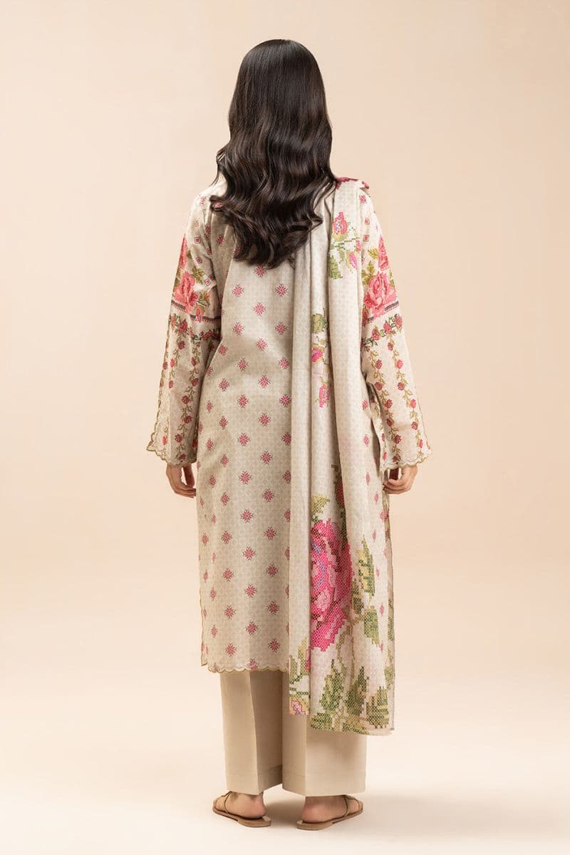 3 PIECE PRINTED LAWN SUIT-DUNE MIST (UNSTITCHED) thumbnail