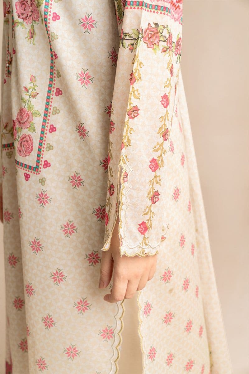 3 PIECE PRINTED LAWN SUIT-DUNE MIST (UNSTITCHED) thumbnail
