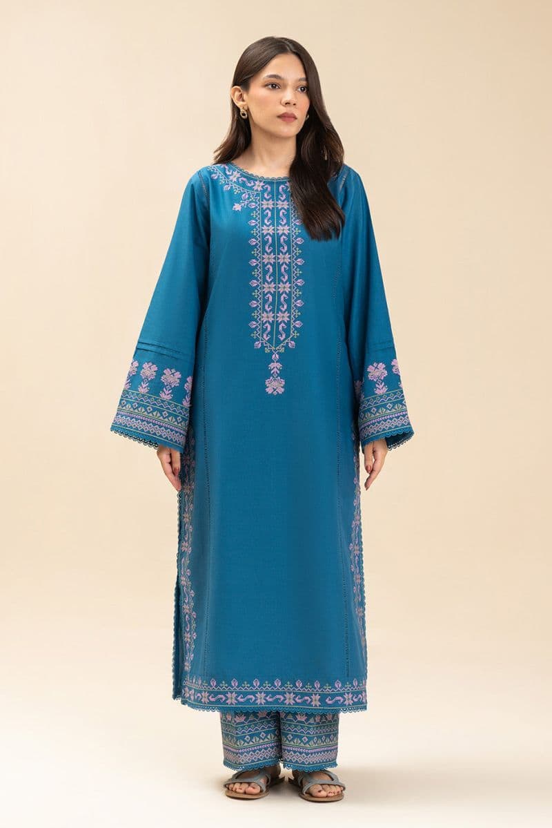2 PICE EMBROIDERED LAWN SUIT-MARINE CHARM (UNSTITCHED) thumbnail