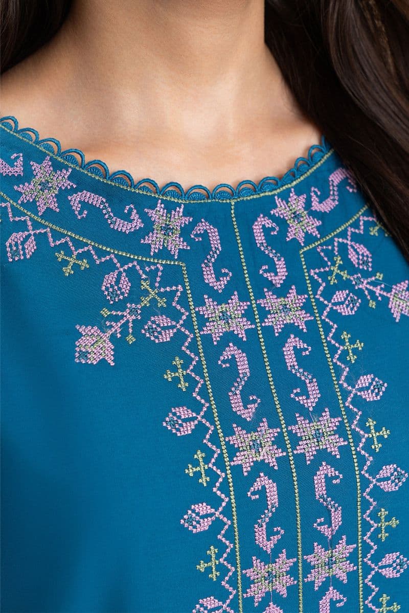 2 PICE EMBROIDERED LAWN SUIT-MARINE CHARM (UNSTITCHED) thumbnail