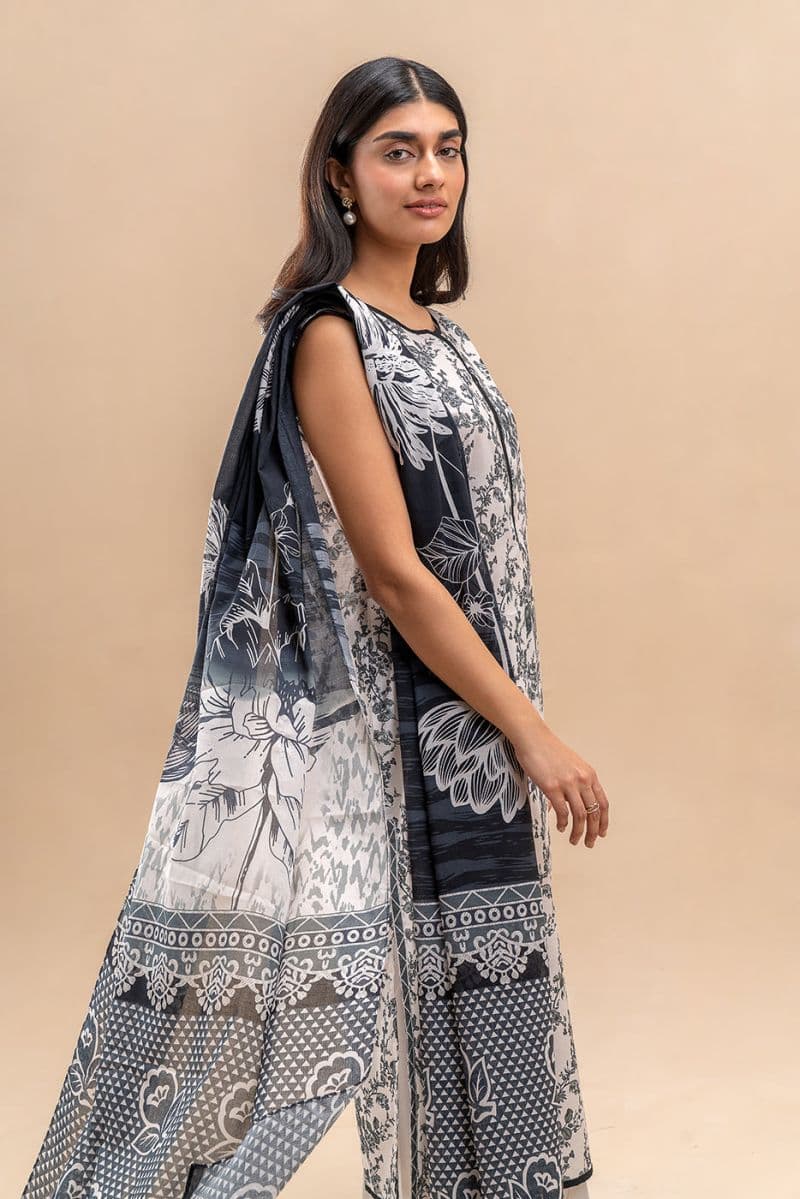 2 PIECE PRINTED LAWN SUIT-RAVEN BLISS (UNSTITCHED) thumbnail