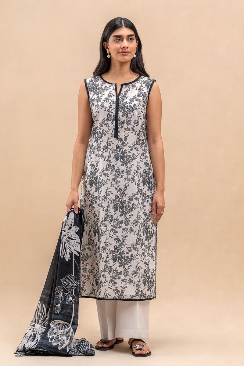 2 PIECE PRINTED LAWN SUIT-RAVEN BLISS (UNSTITCHED) thumbnail