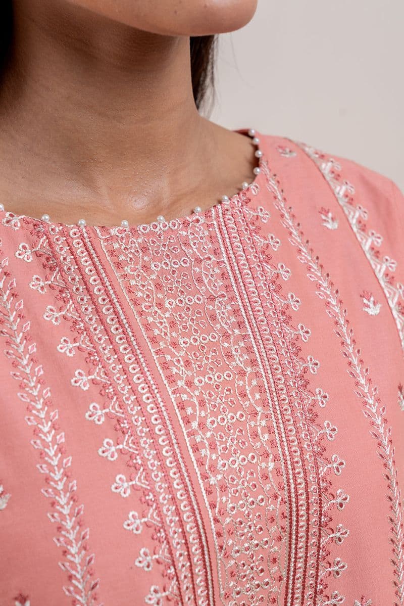 3 PIECE EMBROIDERED LAWN SUIT-CORAL BLISS (UNSTITCHED) thumbnail