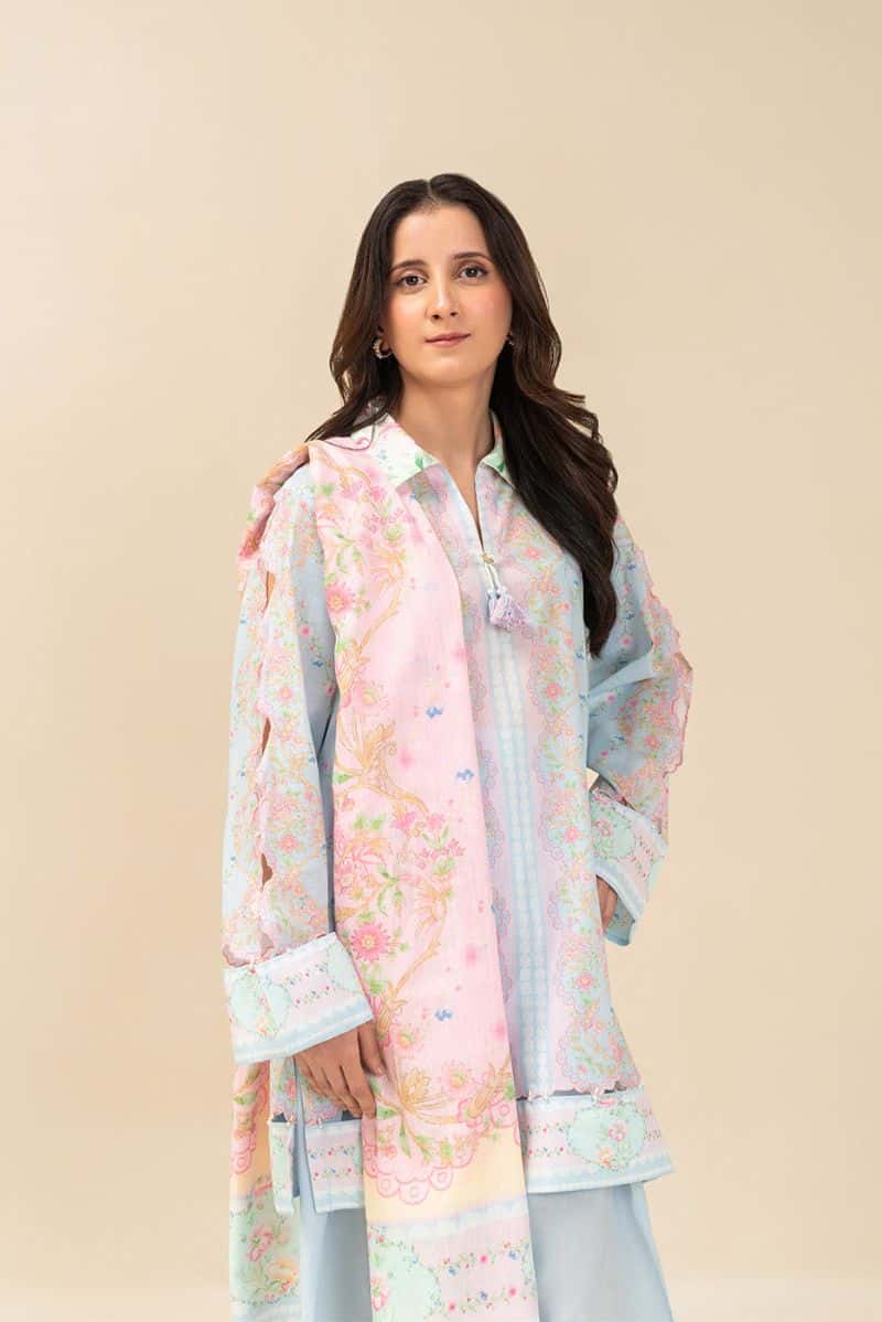 3 PIECE PRINTED LAWN SUIT-PASTEL DELICACY (UNSTITCHED)