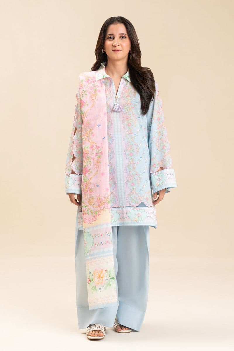 3 PIECE PRINTED LAWN SUIT-PASTEL DELICACY (UNSTITCHED) thumbnail