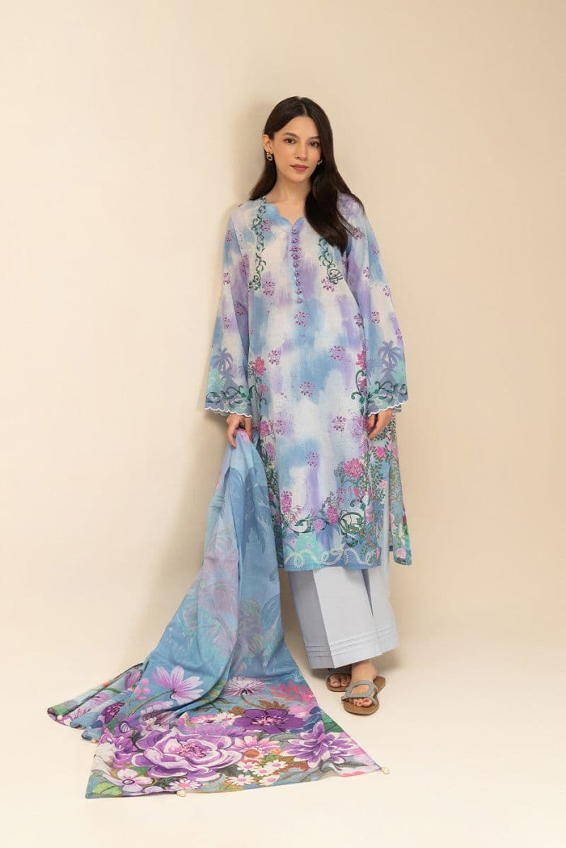 3 PICE PRINTED LAWN SUIT-COASTAL BREEZE (UNSTITCHED) thumbnail