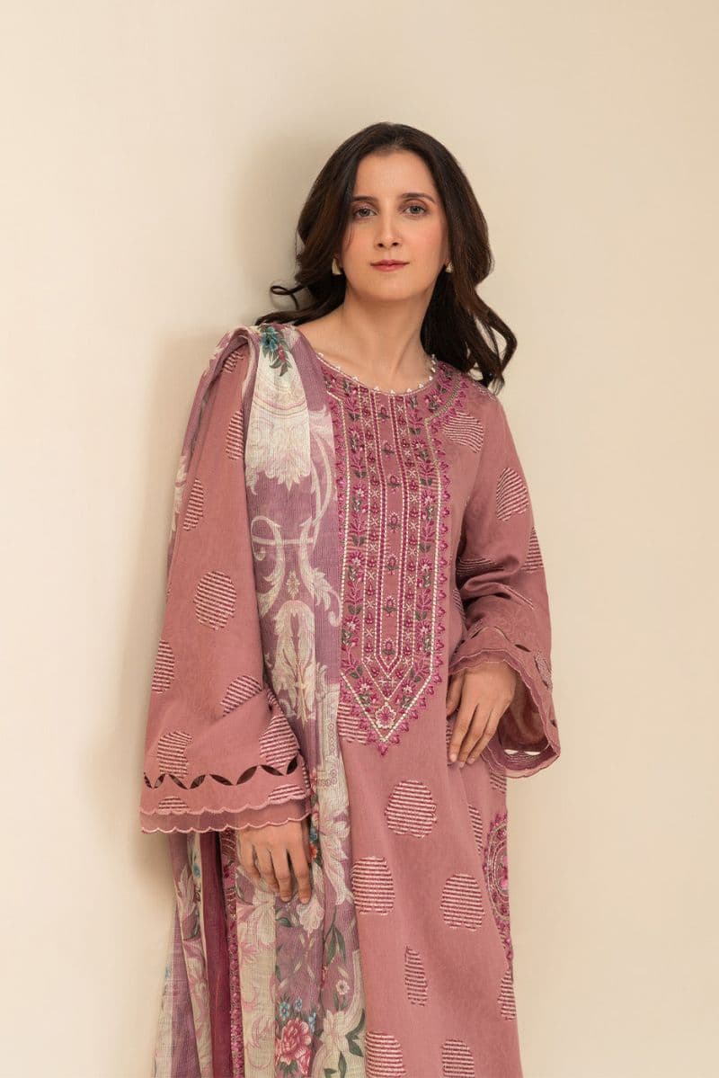 3 PICE EMBROIDERED LAWN SUIT-SALMON ROSE (UNSTITCHED) thumbnail