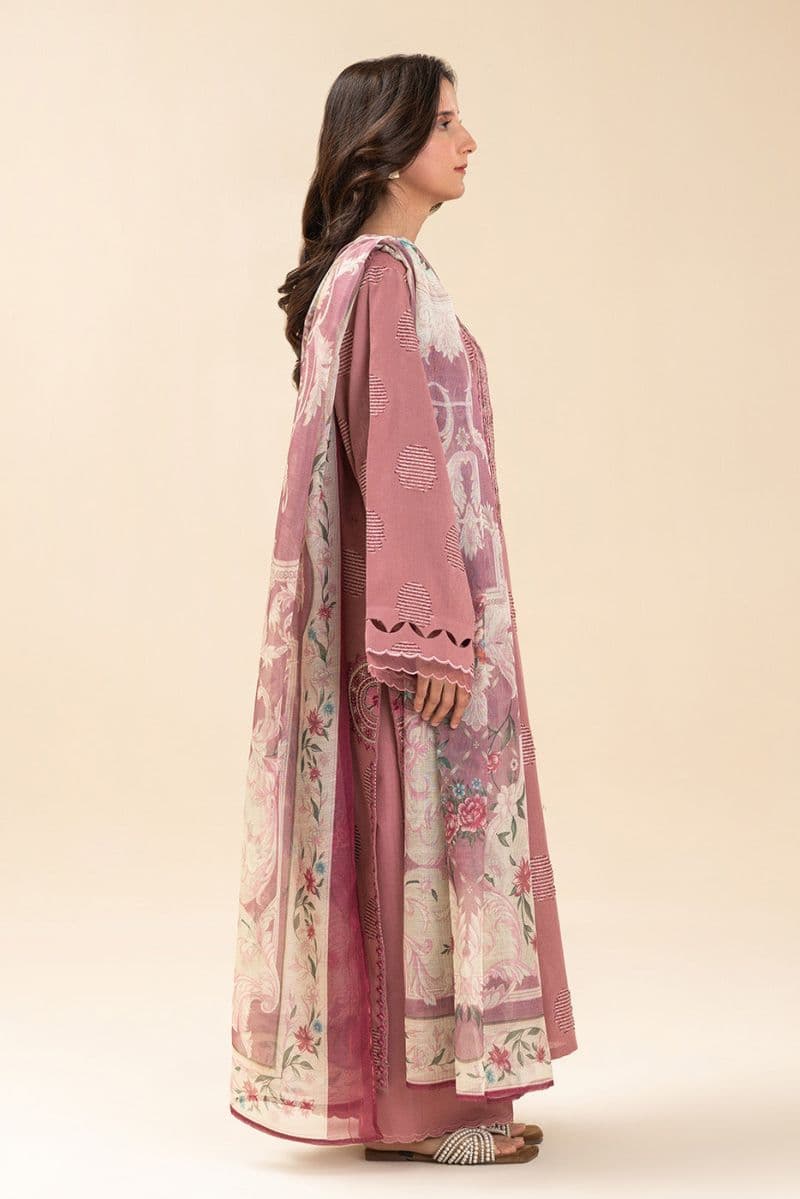 3 PICE EMBROIDERED LAWN SUIT-SALMON ROSE (UNSTITCHED) thumbnail