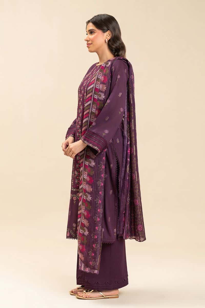 3 PIECE EMBROIDERED LAWN SUIT-AMETHYST BLOOM (UNSTITCHED) - alternate view
