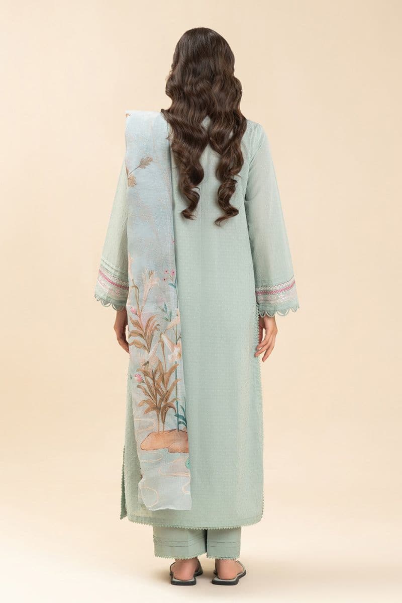 3 PIECE EMBROIDERED SELF JACQUARD SUIT-MINT GROVE (UNSTITCHED) thumbnail