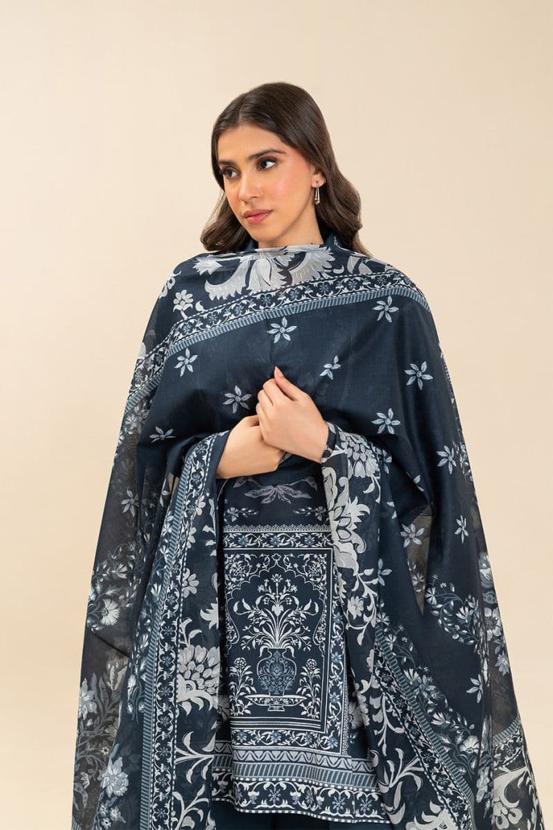 3 PIECE PRINTED LAWN SUIT-MYSTIC TIDE (UNSTITCHED) thumbnail