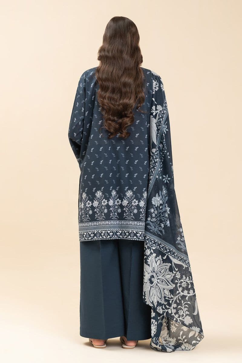 3 PIECE PRINTED LAWN SUIT-MYSTIC TIDE (UNSTITCHED) thumbnail