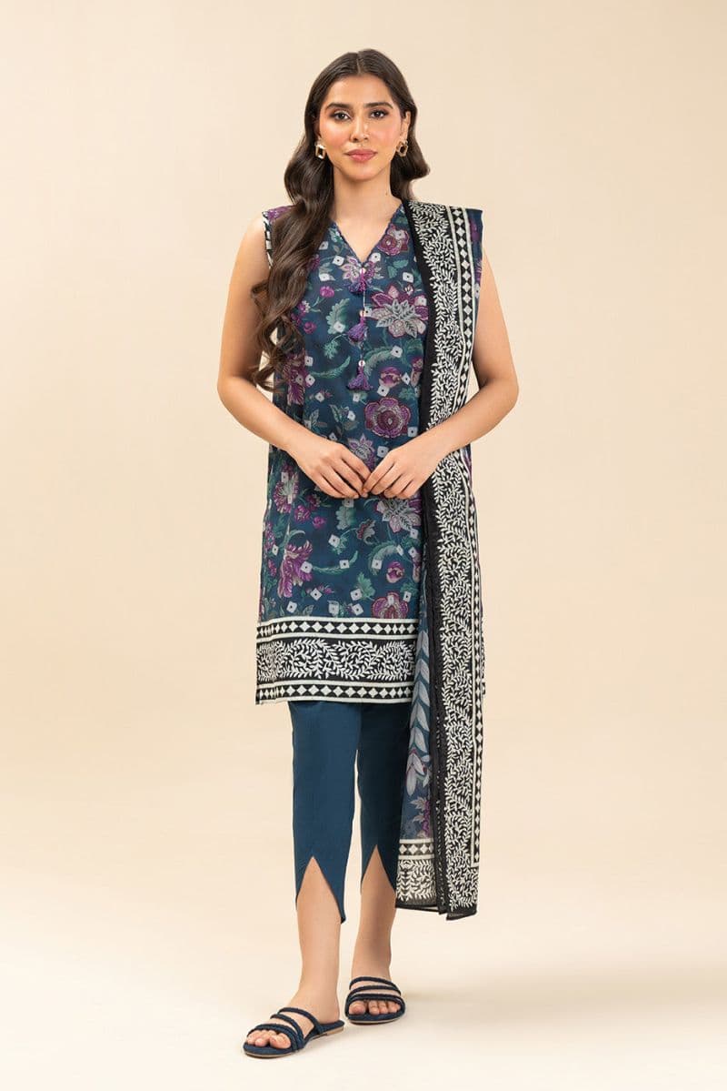 3 PIECE PRINTED LAWN SUIT-COASTAL SPRAY (UNSTITCHED) thumbnail