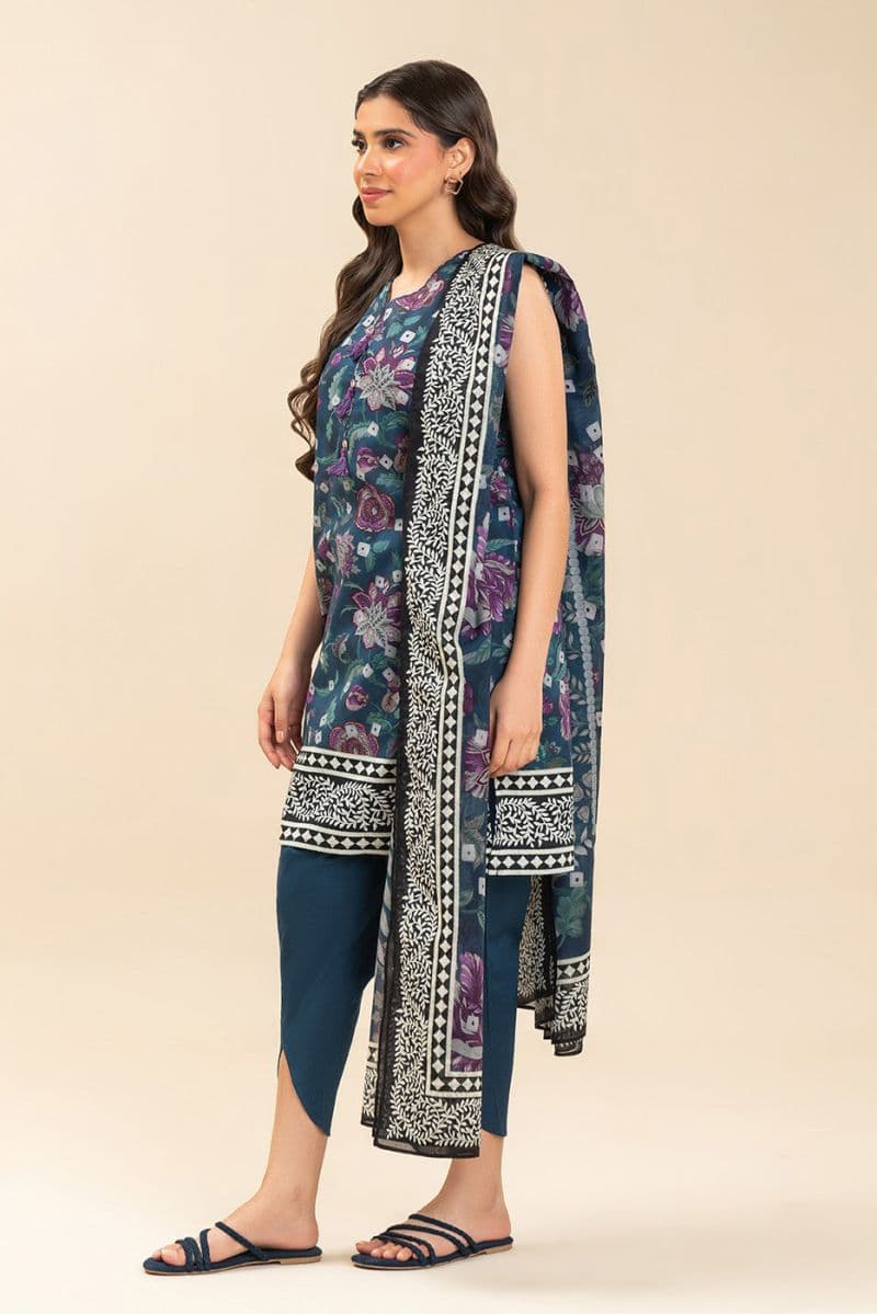 3 PIECE PRINTED LAWN SUIT-COASTAL SPRAY (UNSTITCHED) thumbnail