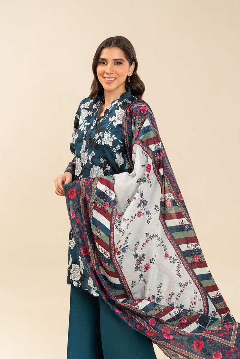 3 PIECE PRINTED LAWN SUIT-AZURE FLORAL (UNSTITCHED) thumbnail