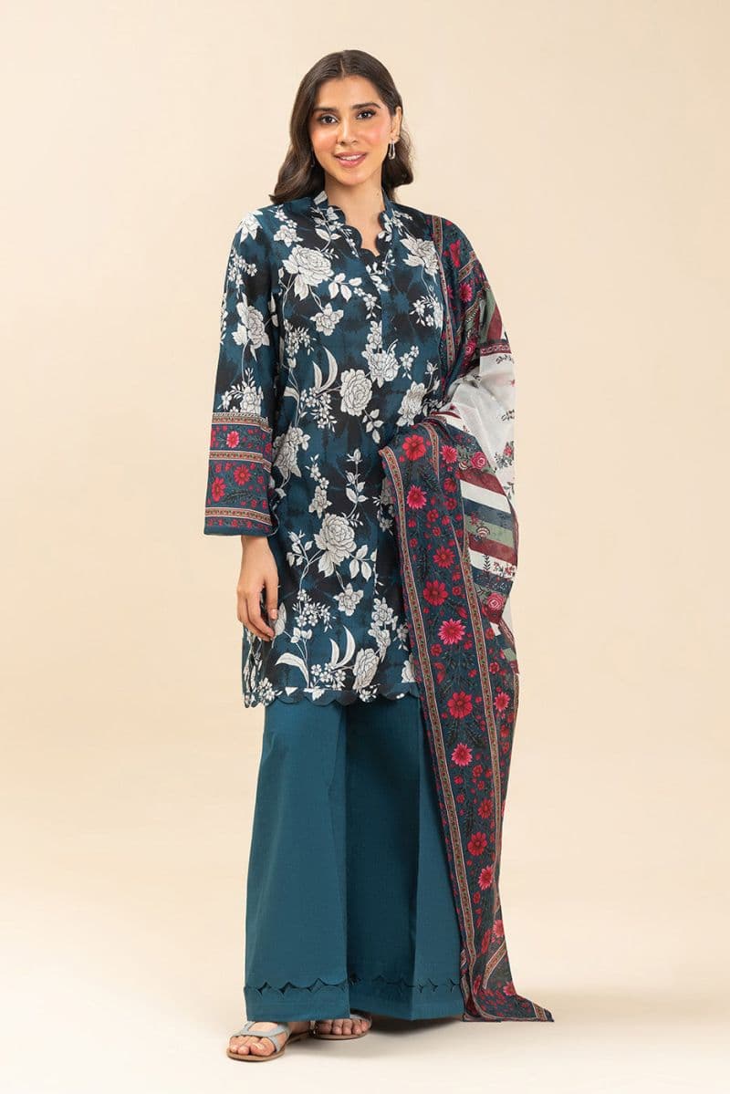 3 PIECE PRINTED LAWN SUIT-AZURE FLORAL (UNSTITCHED) thumbnail