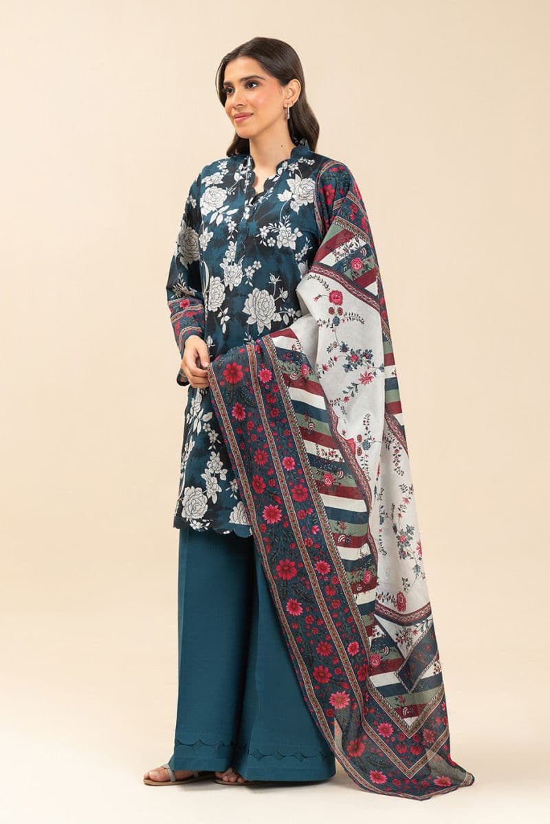 3 PIECE PRINTED LAWN SUIT-AZURE FLORAL (UNSTITCHED) thumbnail