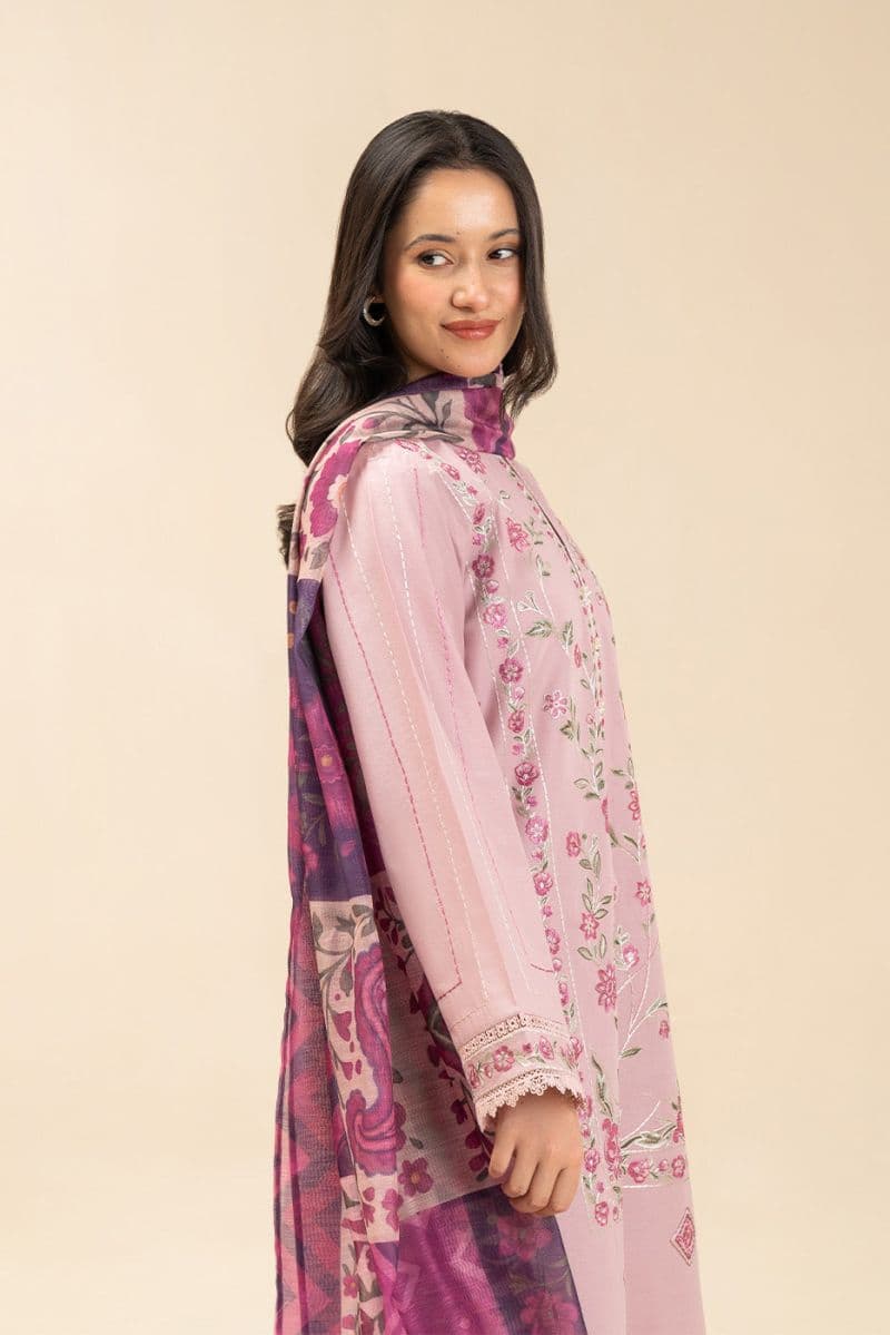 3 PIECE EMBROIDERED LAWN SUIT-PINK SERENITY (UNSTITCHED) thumbnail