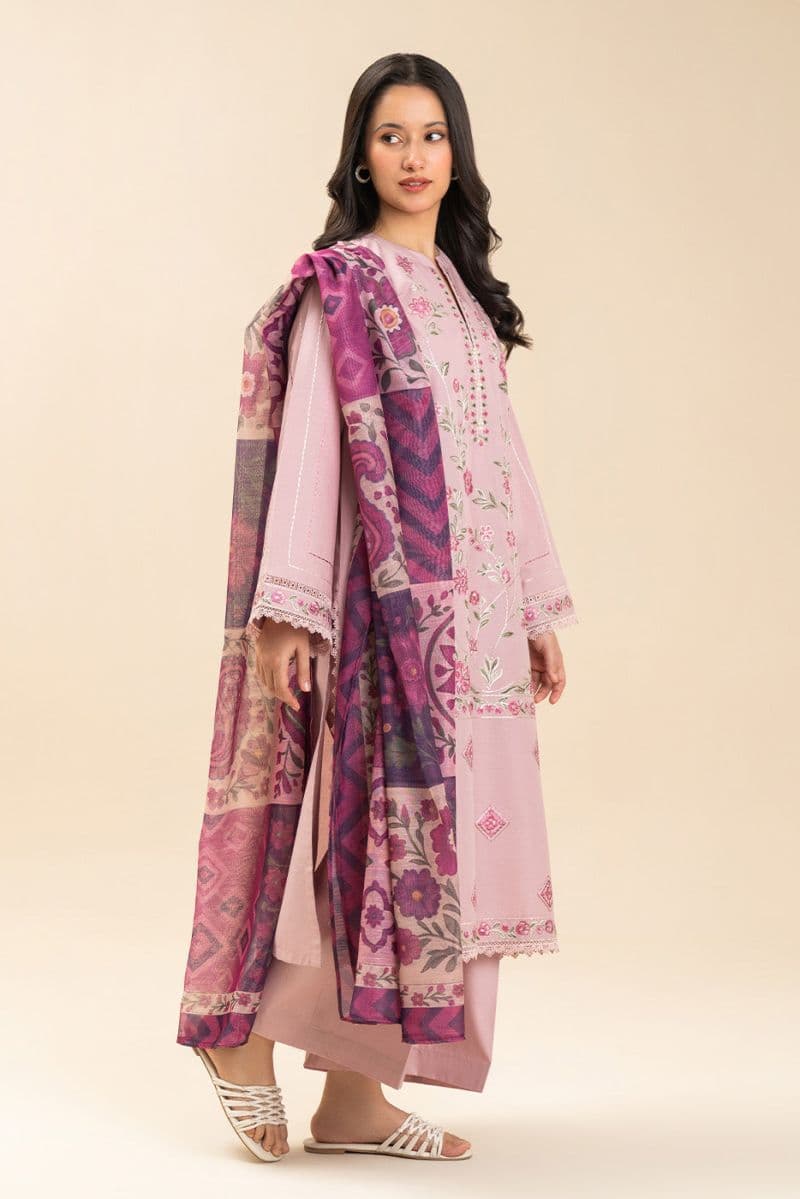 3 PIECE EMBROIDERED LAWN SUIT-PINK SERENITY (UNSTITCHED) thumbnail