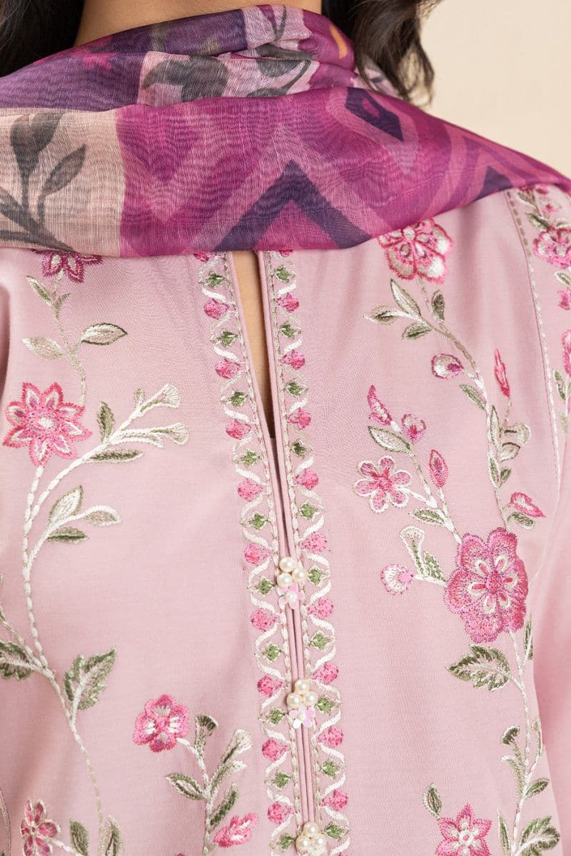 3 PIECE EMBROIDERED LAWN SUIT-PINK SERENITY (UNSTITCHED) thumbnail