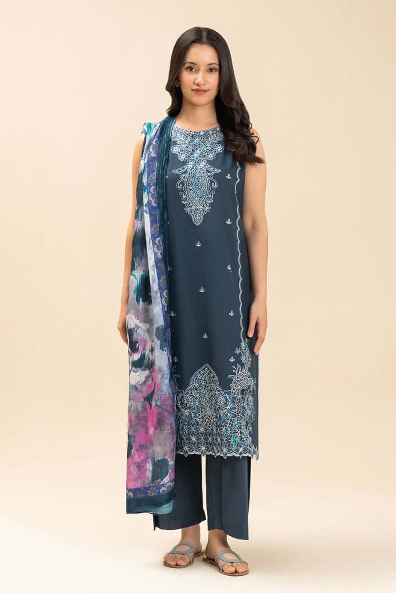 3 PIECE EMBROIDERED LAWN SUIT-STARLIT PETALS (UNSTITCHED) - alternate view