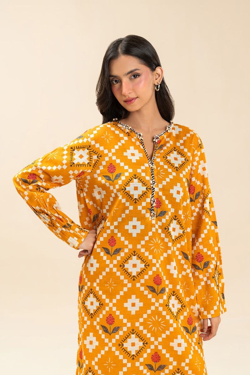 PRINTED LUREX LAWN SHIRT (PRET) thumbnail