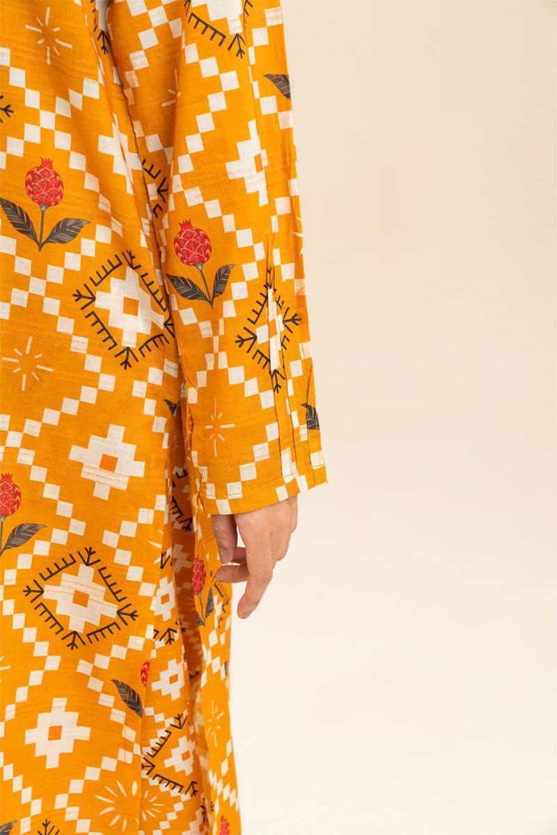 PRINTED LUREX LAWN SHIRT (PRET) thumbnail